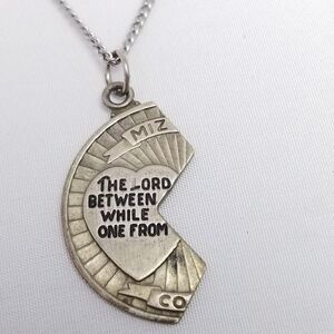 Vintage Sterling Silver 1/2 Mizpah Coin Pendant Necklace, Signed Chapel, Estate